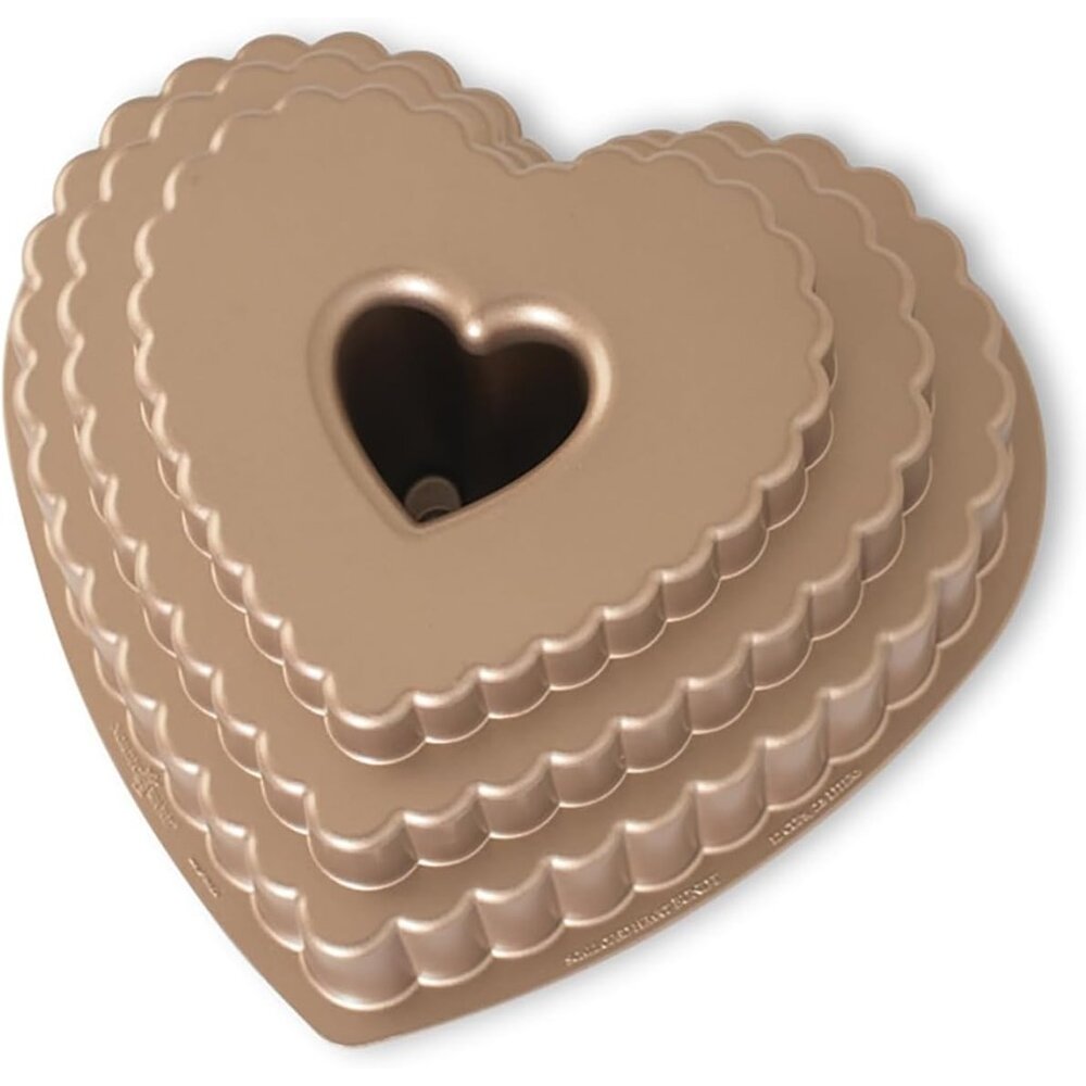 Tiered Heart Bundt, 12 Cup, Toffee